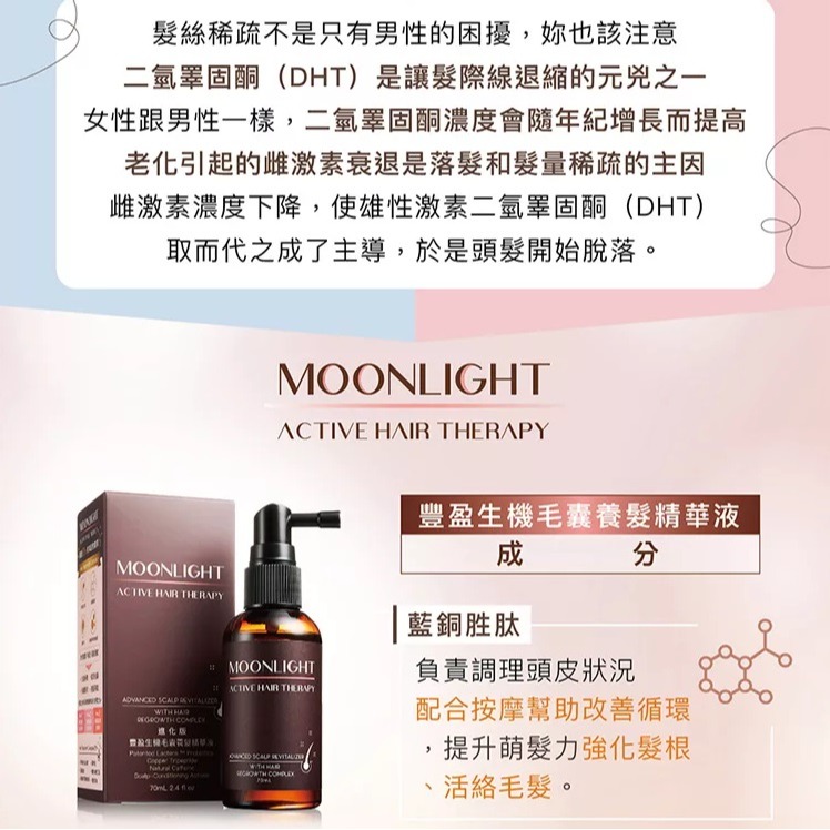 台灣製 Moonlight 莯光 進化版 豐盈生機毛囊養髮精華液 70ml 豐盈 養髮 精華 養髮液 頭皮液-細節圖5
