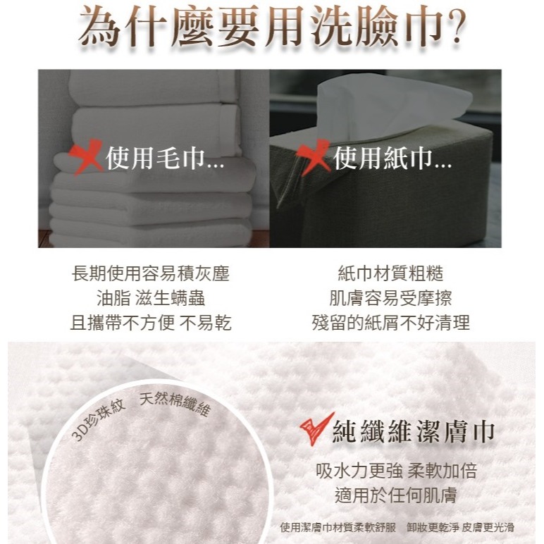 TRUU 童 100%純棉植物纖維潔膚巾 珍珠紋加厚版 (100抽) 拋棄式洗臉巾 乾濕兩用 洗臉巾 卸妝巾 柔棉巾-細節圖3