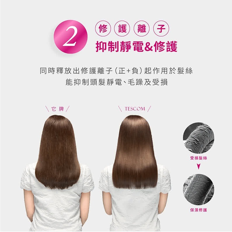 公司現貨【TESCOM】TID2200防靜電大風量吹風機 - 珍珠白 速乾大風量２.０M³/分TID 2200-細節圖4