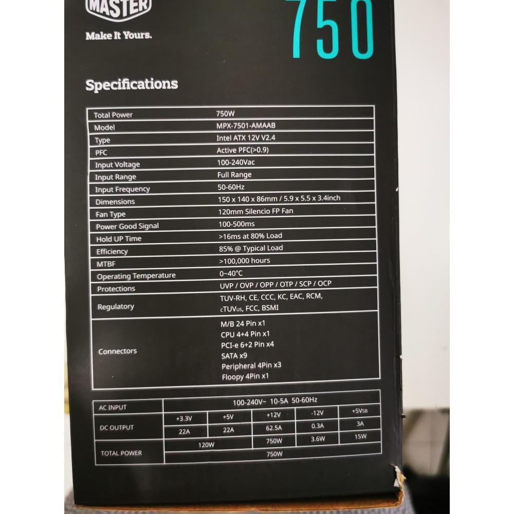 [二手] Cooler Master MasterWatt 750 瓦半模組化電源供應器 80 Plus-細節圖3
