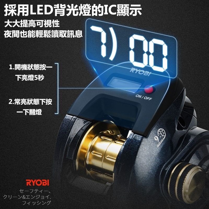 日本 RYOBI BASE POINT 基點 SV  150 右手款 電子LED數顯計米 小烏龜捲線器 IP67防水-細節圖5