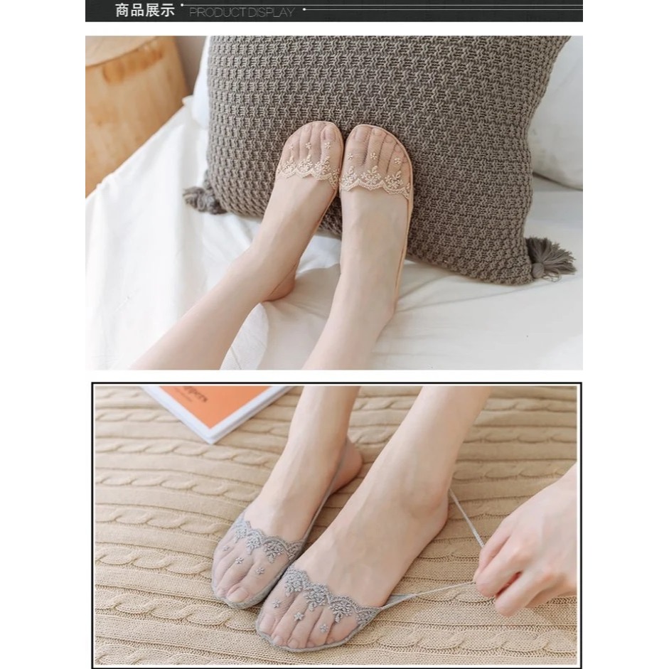 【漂亮購物】夏季小花網點吊帶迷你襪 均碼 1雙入 四色可選 隱形襪 淺口襪 船型襪-細節圖4