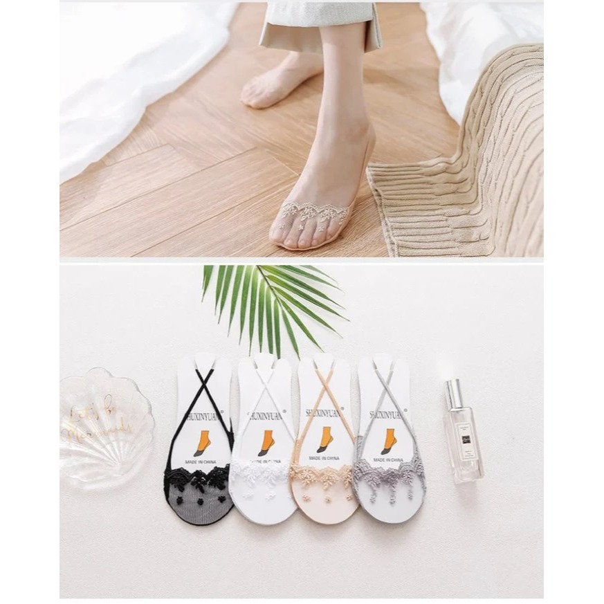 【漂亮購物】夏季小花網點吊帶迷你襪 均碼 1雙入 四色可選 隱形襪 淺口襪 船型襪-細節圖5