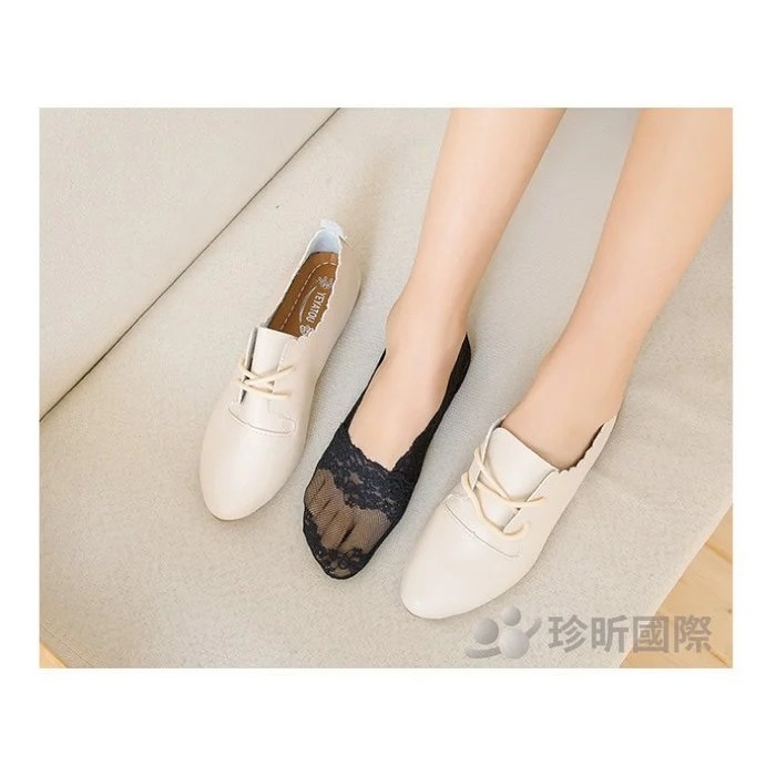 【漂亮購物】韓版棉底蕾絲船型襪 均碼 1雙入 五色可選 短襪 隱形襪 船襪-細節圖7