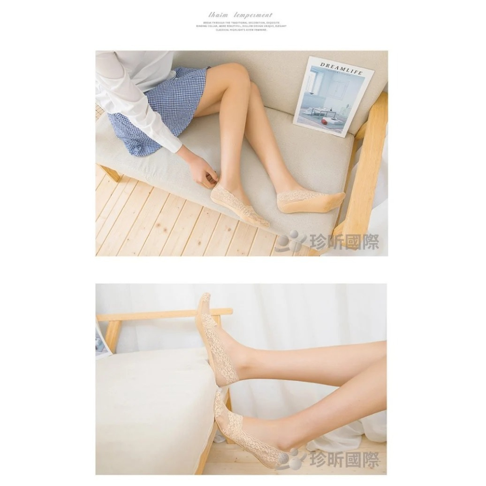 【漂亮購物】韓版棉底蕾絲船型襪 均碼 1雙入 五色可選 短襪 隱形襪 船襪-細節圖9