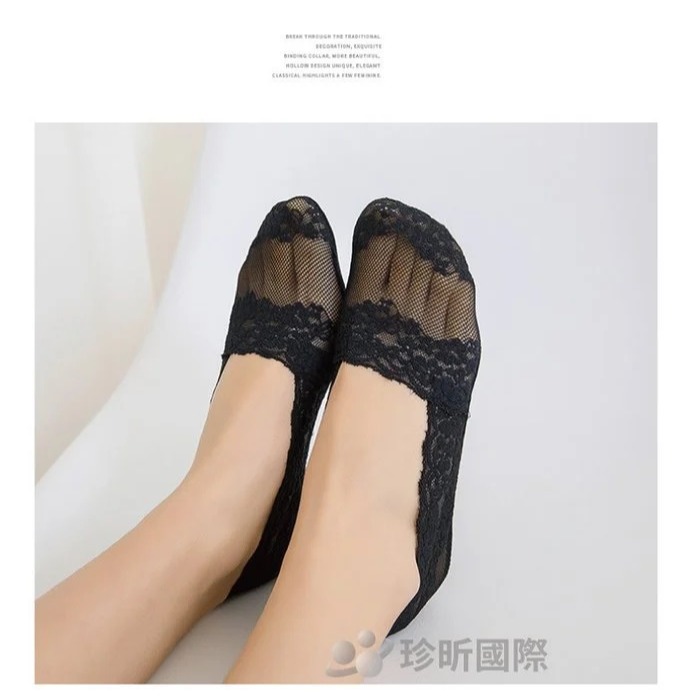 【漂亮購物】韓版棉底蕾絲船型襪 均碼 1雙入 五色可選 短襪 隱形襪 船襪-細節圖10