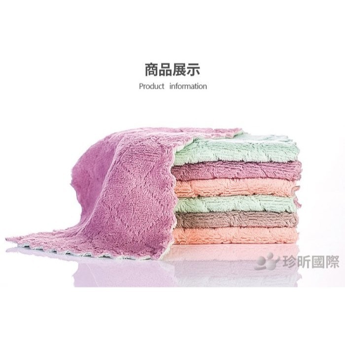 【漂亮購物】雙面吸水抹布 1入 顏色隨機 不沾油吸水抹布 珊瑚絨抹布 抹布-細節圖8