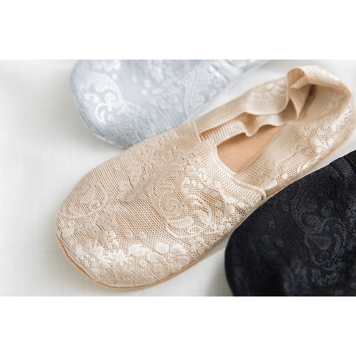 【漂亮購物】韓國淺口隱形蕾絲船襪 1雙入 五色可選 防滑襪 襪子 隱形襪-細節圖11