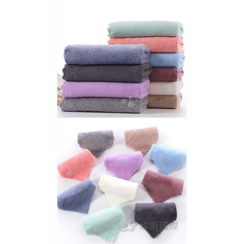 【漂亮購物】繽紛珊瑚絨綿柔吸水方巾 1入 顏色隨機 方巾 抹布 珊瑚絨-細節圖7