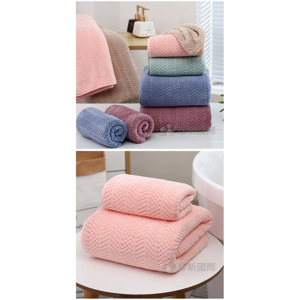 【漂亮購物】珊瑚絨暖絨麥穗毛巾浴巾 1入 三款可選 顏色隨機 毛巾 浴巾 珊瑚絨-細節圖9