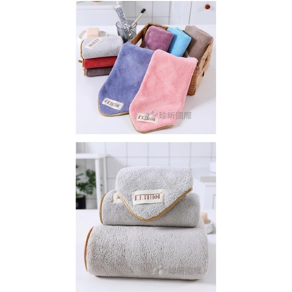 【漂亮購物】金色邊高密珊瑚絨長條小毛巾 1入 顏色隨機 小毛巾 珊瑚絨 長條毛巾-細節圖7