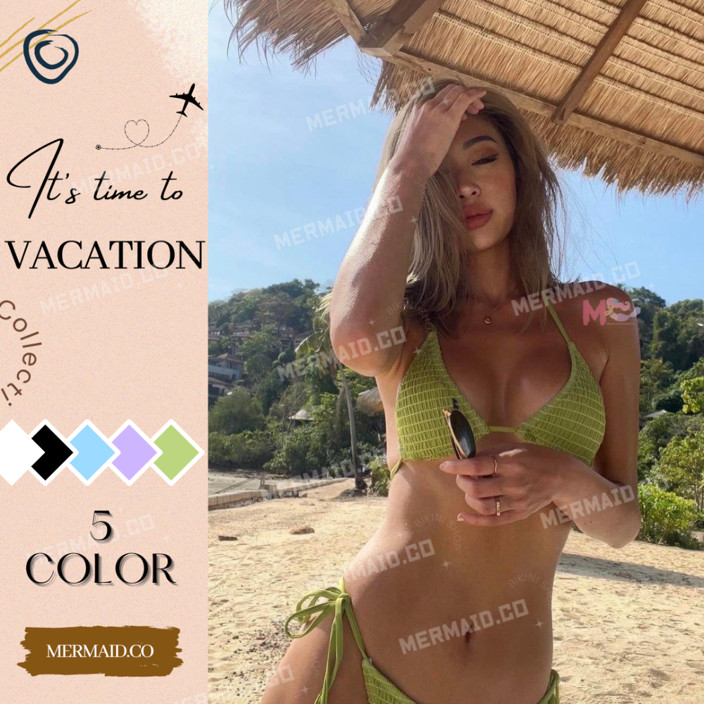 美人魚💙現貨┇歐美性感皺褶比基尼-細節圖3