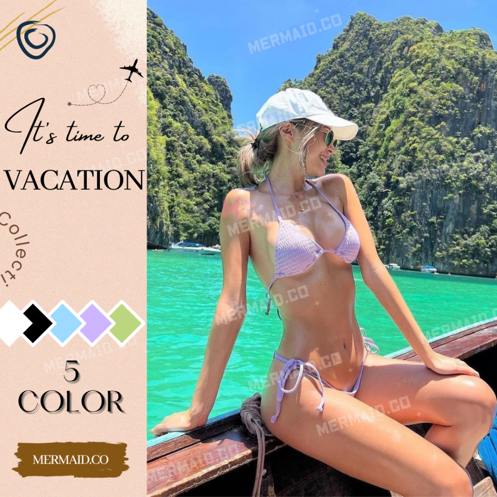 美人魚💙現貨┇歐美性感皺褶比基尼-細節圖4