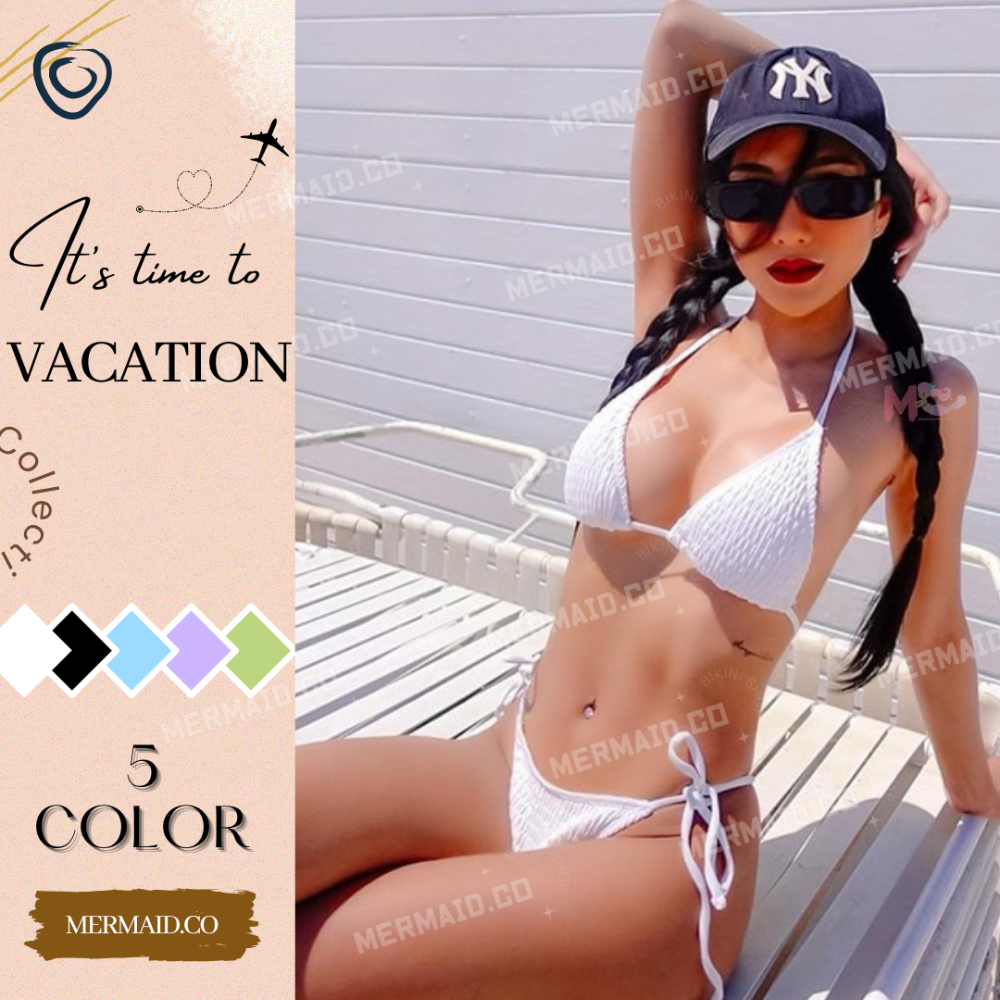 美人魚💙現貨┇歐美性感皺褶比基尼-細節圖6