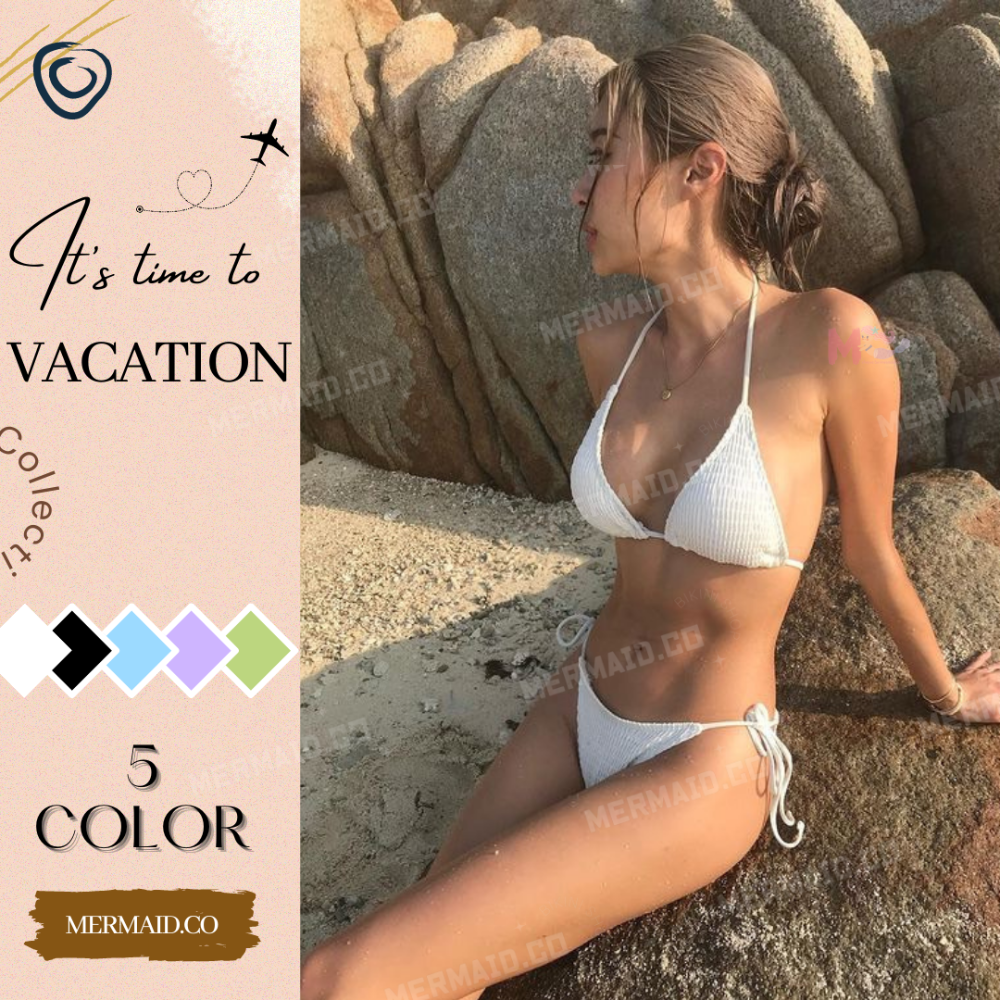 美人魚💙現貨┇歐美性感皺褶比基尼-細節圖7