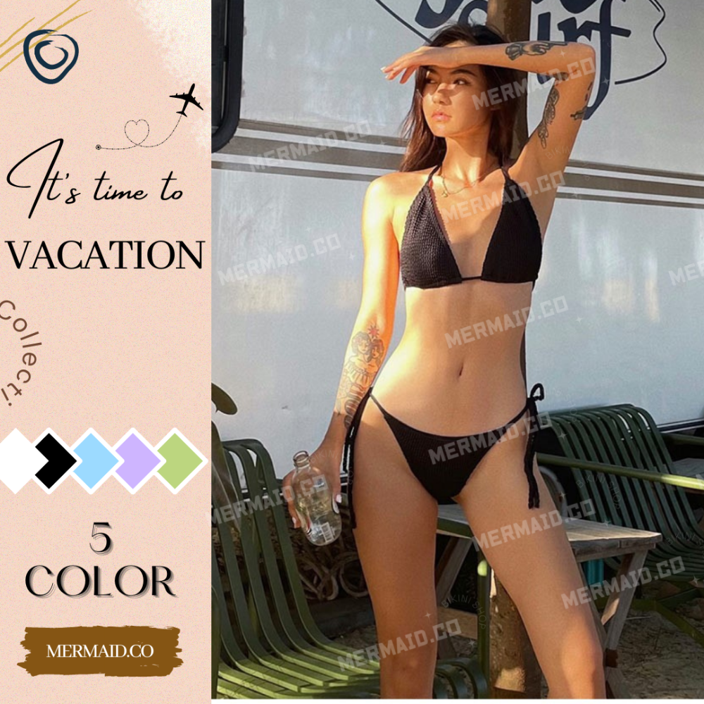 美人魚💙現貨┇歐美性感皺褶比基尼-細節圖8