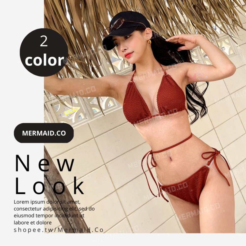 美人魚💙現貨┇超辣金屬扣環針織波浪性感比基尼-細節圖2