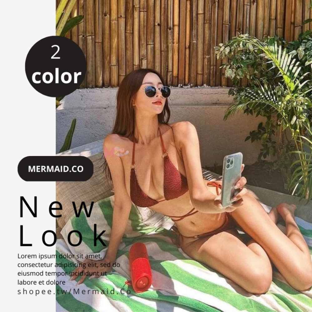 美人魚💙現貨┇超辣金屬扣環針織波浪性感比基尼-細節圖6