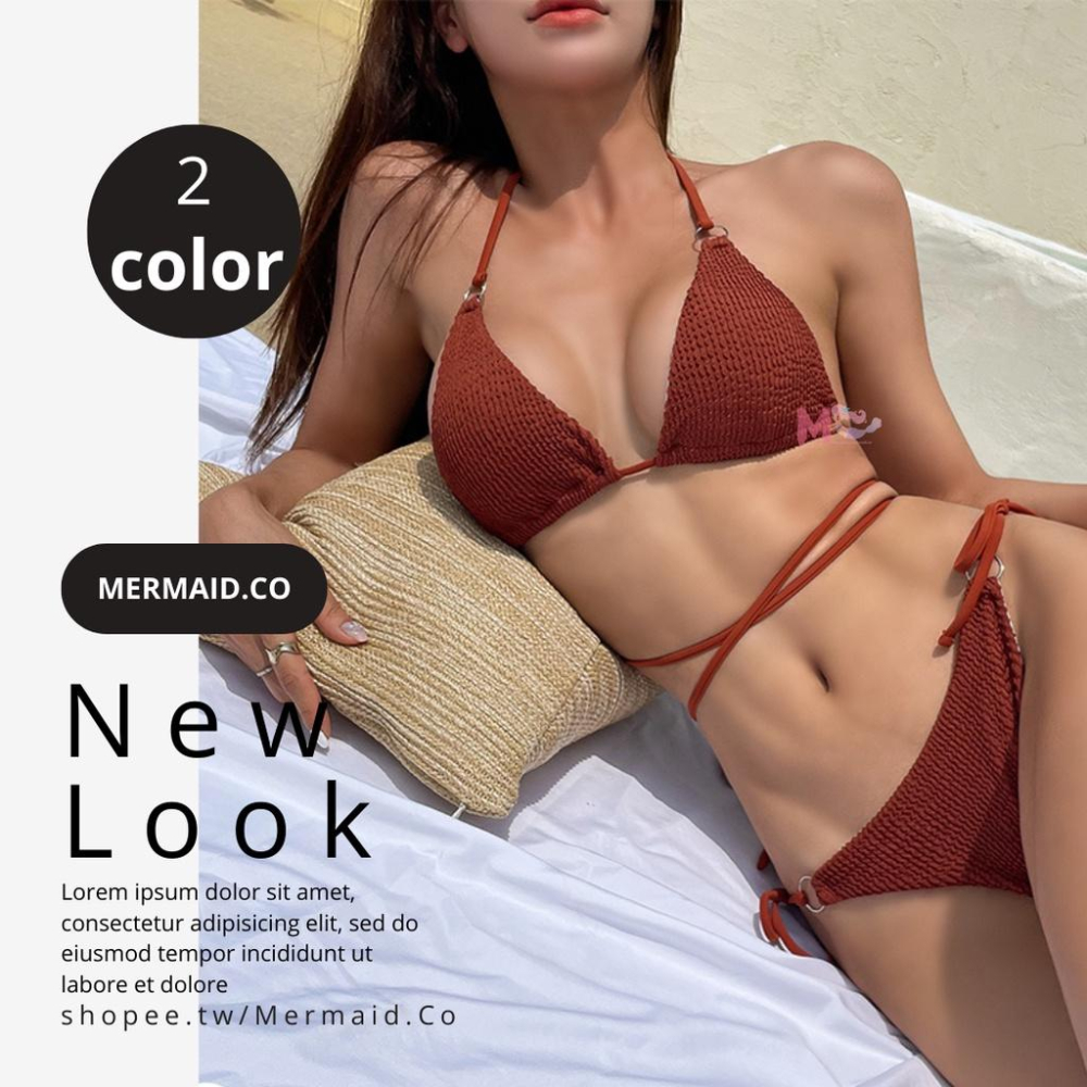 美人魚💙現貨┇超辣金屬扣環針織波浪性感比基尼-細節圖9