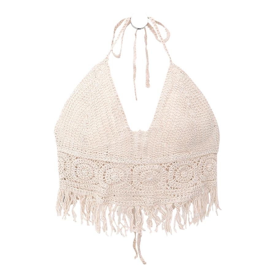 美人魚💙現貨┇渡假必備單品🌸性感鏤空針織棉麻背心 波希米亞風-細節圖2