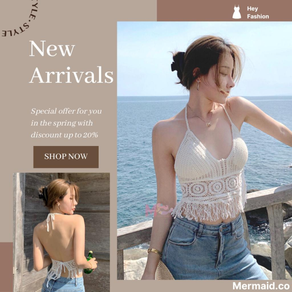 美人魚💙現貨┇渡假必備單品🌸性感鏤空針織棉麻背心 波希米亞風-細節圖5