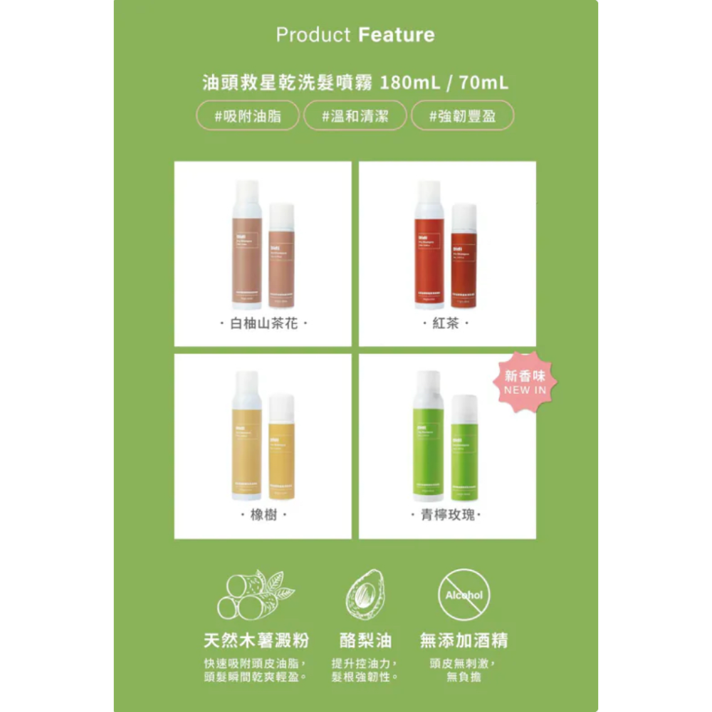 FRESHO2 Didi系列 青檸玫瑰油頭救星/紅茶油頭救星/橡樹油頭救星乾洗髮噴霧(70ml) 4款任選-細節圖4