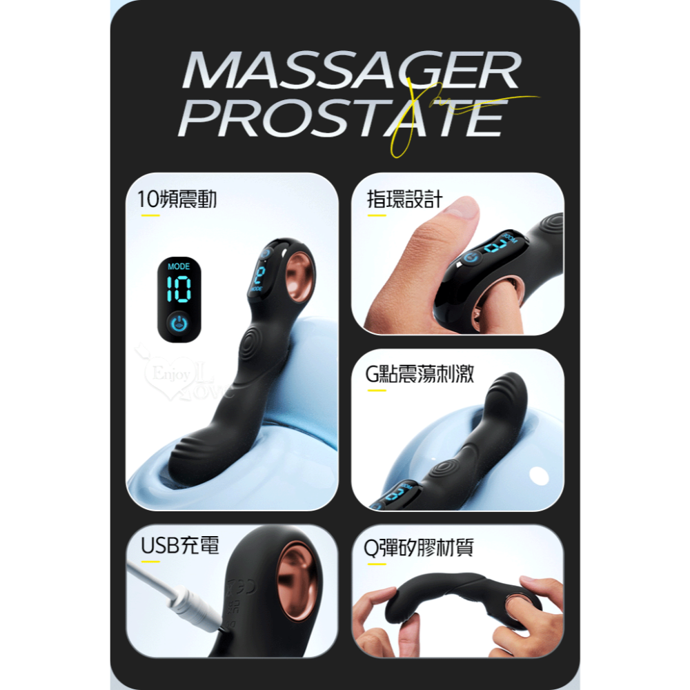 ROSELEX 指環前列腺~深度激活後庭按摩器-液晶視屏顯示10頻震動/可手機APP遙控﹝具兩種操控模式﹞白-細節圖3