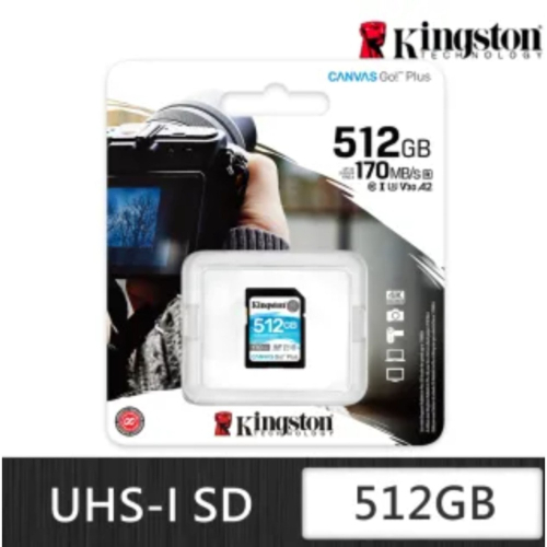 Kingston 金士頓 Canvas GO Plus SDXC 512G 記憶卡(SDG3/512GB)