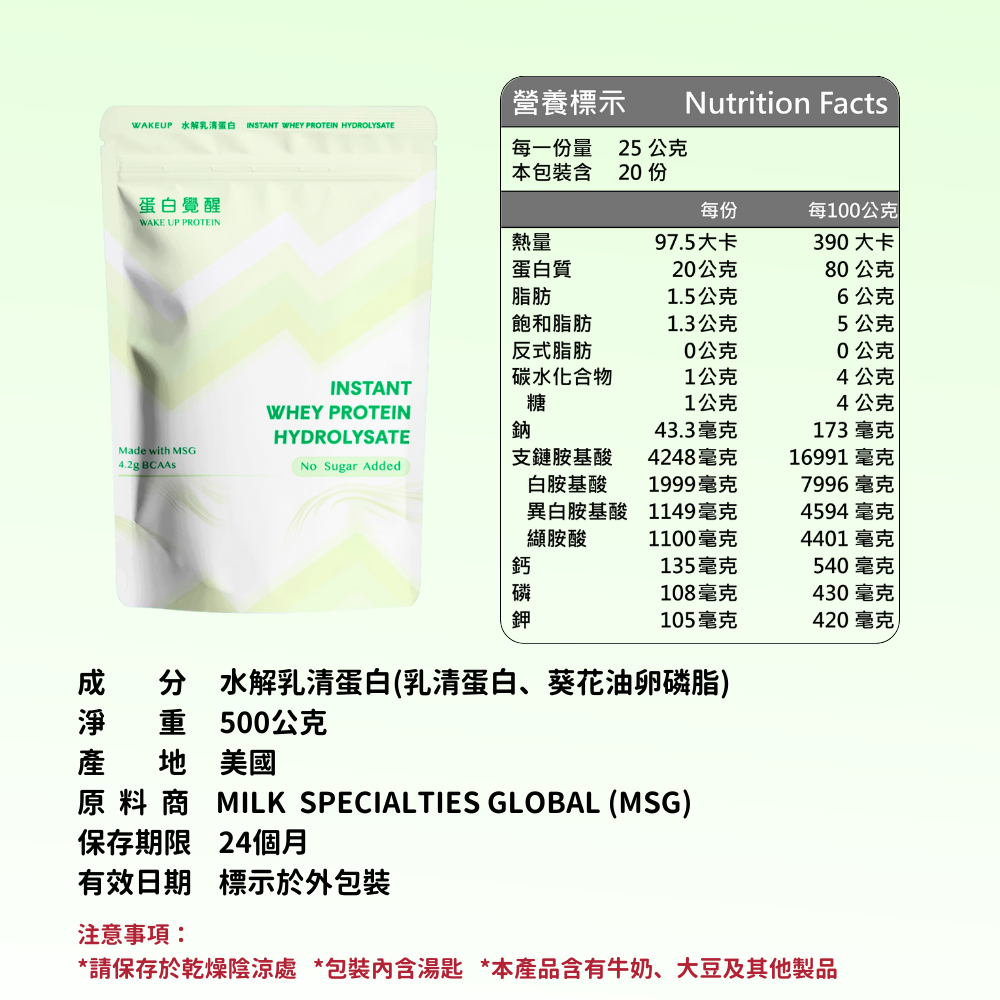 🚀🚀 蛋白覺醒 濃縮乳清蛋白 分離乳清蛋白 水解乳清蛋白 MSG乳源 （1kg/包）（500g/包）-規格圖8