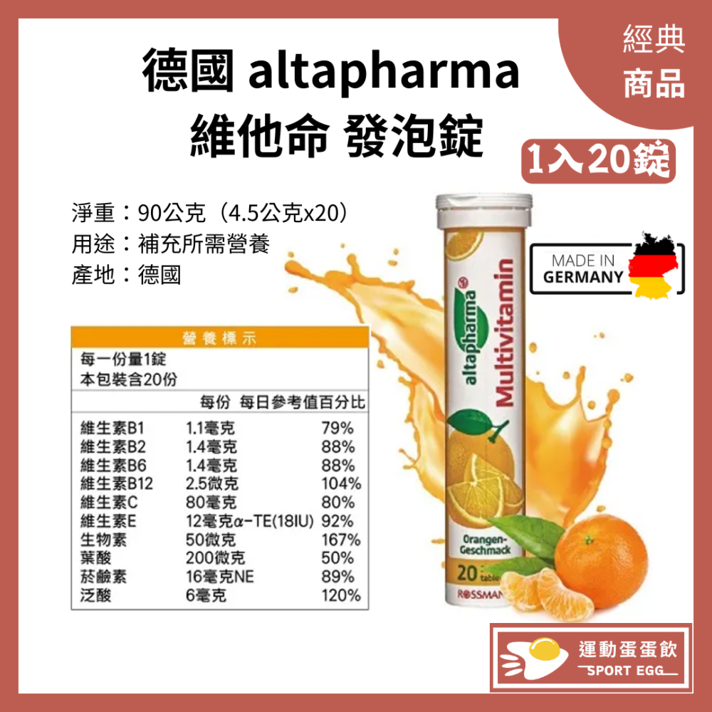 德國Rossmann altapharma 維他命 發泡錠 氣泡錠 發泡片 發泡飲品 1條20錠-細節圖2