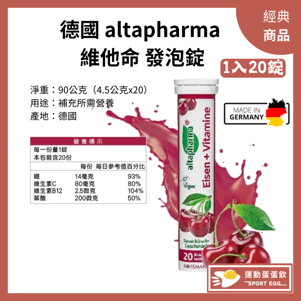 德國Rossmann altapharma 維他命 發泡錠 氣泡錠 發泡片 發泡飲品 1條20錠-細節圖4