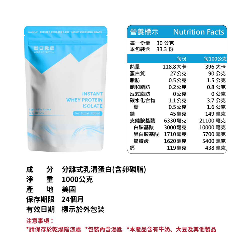 【分離】低脂乳清蛋白 1KG（美國非基改乳源）