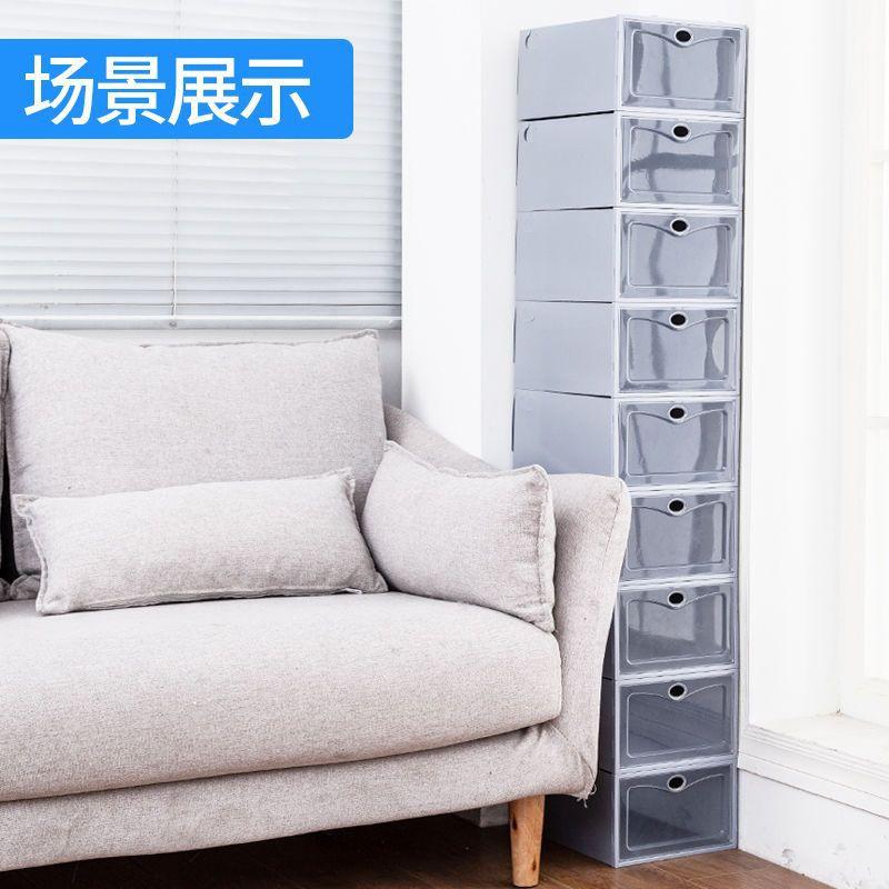 一次12盒  加厚透明塑料收納翻蓋鞋盒子宿舍家用防塵防潮鞋盒網紅鞋子展示櫃-細節圖2