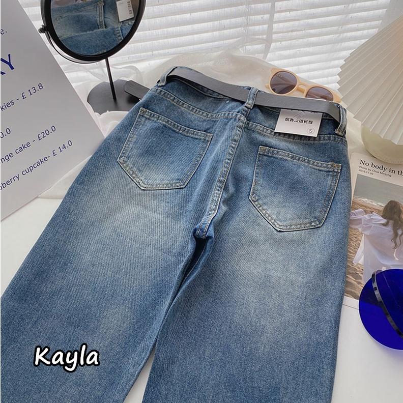 【現貨+預購】刷色直筒牛仔長褲(附皮帶) A0699 #Kayla.girl #少女愷拉 #實穿-細節圖9