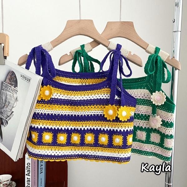 🔥899免運🔥刺繡縷空花朵綁繩吊帶背心 A0756 #Kayla.girl #少女愷拉 #實穿-細節圖4