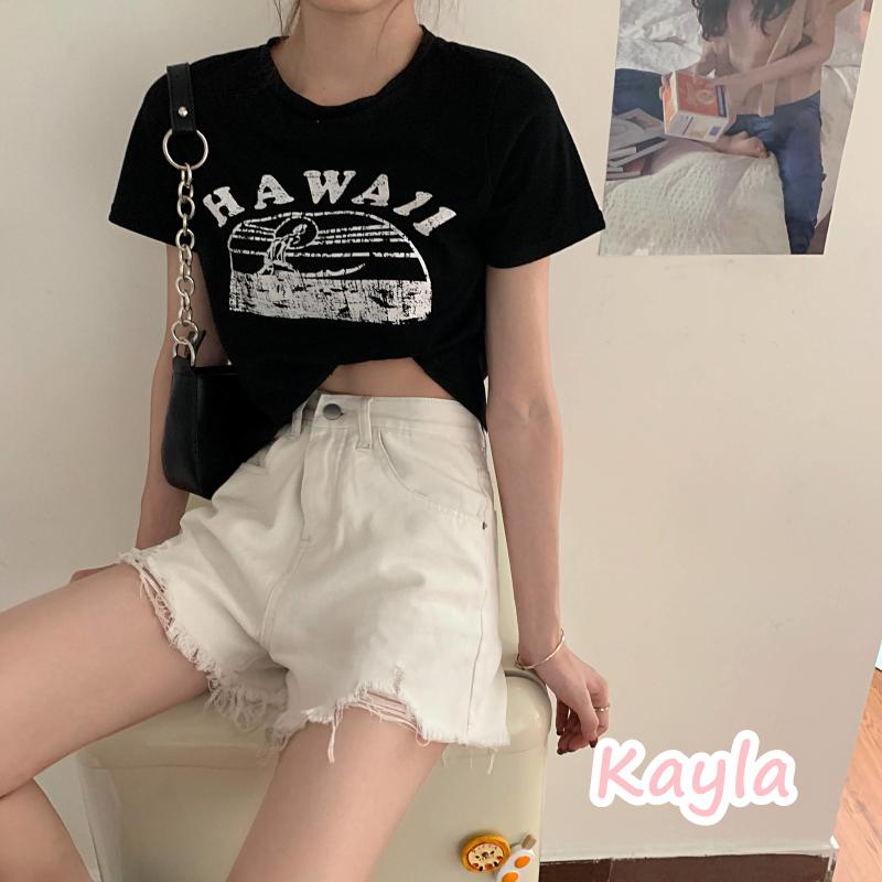 🔥899免運🔥 高腰雙釦破洞刷鬚牛仔短褲 A1041 #Kayla.girl #少女愷拉 #實穿-細節圖6