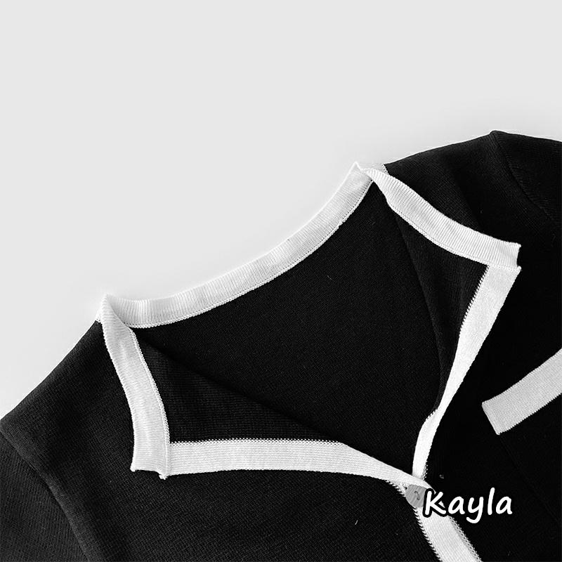 🔥899免運🔥撞色翻領排釦針織上衣 A0636 #Kayla.girl #少女愷拉-細節圖6