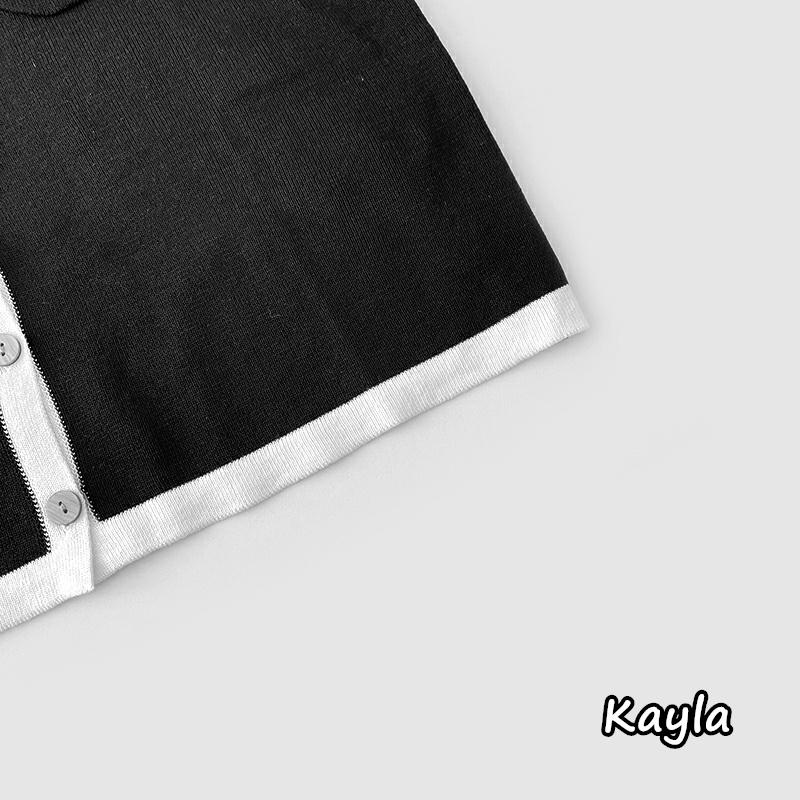 🔥899免運🔥撞色翻領排釦針織上衣 A0636 #Kayla.girl #少女愷拉-細節圖7