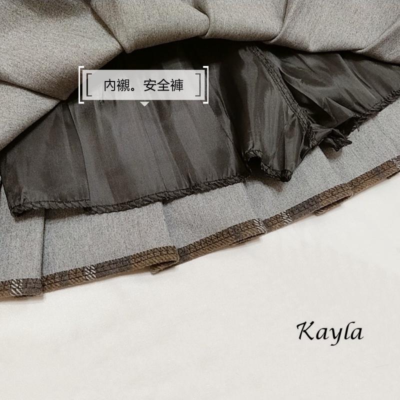 ✨下殺7.6折✨滿額送禮 // 復古格紋挺版百褶毛呢褲裙 A0382 #Kayla.girl #少女愷拉-細節圖4