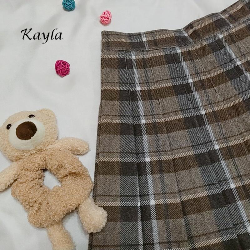 ✨下殺7.6折✨滿額送禮 // 復古格紋挺版百褶毛呢褲裙 A0382 #Kayla.girl #少女愷拉-細節圖6