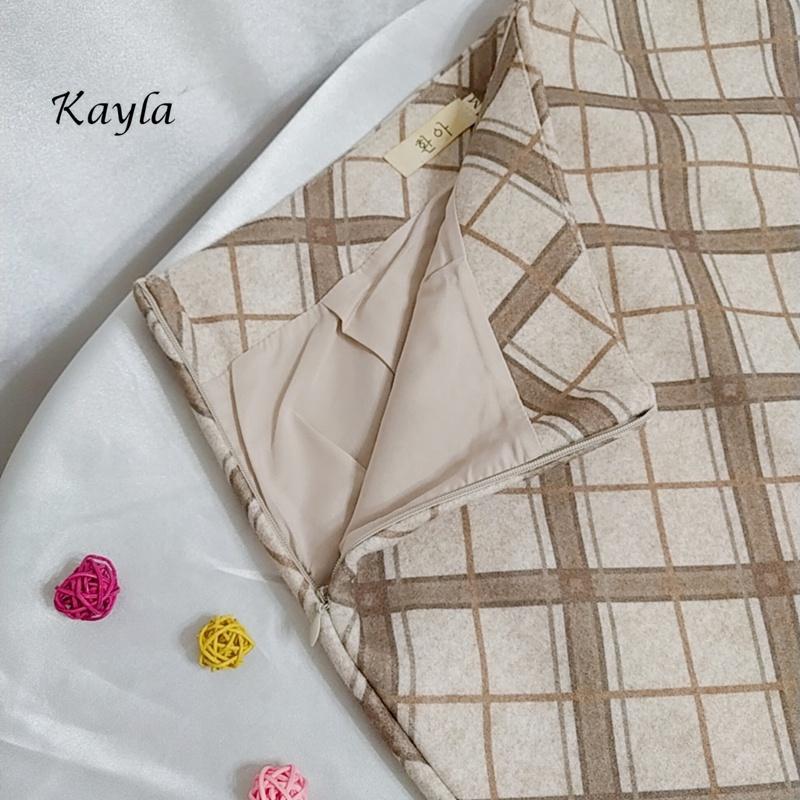 【絕版現貨】氣質菱格紋毛呢短裙 A0334 #Kayla.girl #少女愷拉-細節圖4