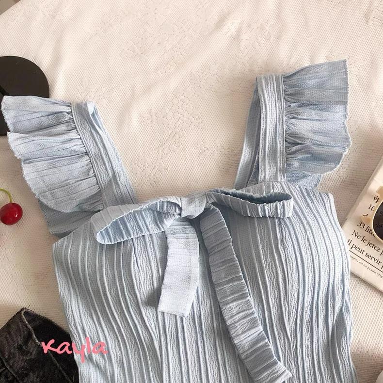 現貨+預購🌟免運🌟 法式小心機木耳邊蝴蝶結上衣 A1298  #Kayla.girl #少女愷拉-細節圖8