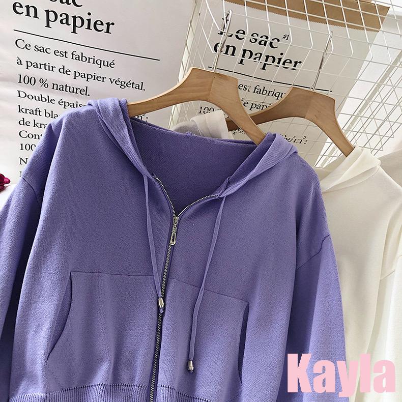 預購🌟免運🌟 純色雙口袋拉鍊短版連帽外套 A1249 #Kayla.girl #少女愷拉-細節圖3
