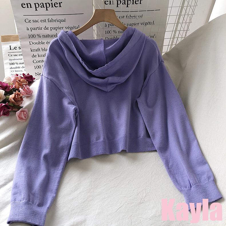 預購🌟免運🌟 純色雙口袋拉鍊短版連帽外套 A1249 #Kayla.girl #少女愷拉-細節圖5