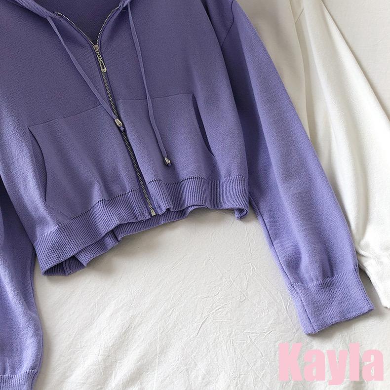 預購🌟免運🌟 純色雙口袋拉鍊短版連帽外套 A1249 #Kayla.girl #少女愷拉-細節圖6