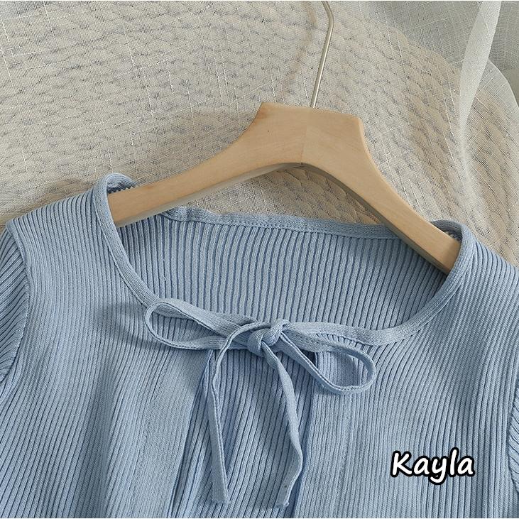 預購🌟免運🌟 氣質綁帶短版薄款針織外罩 A1204 #Kayla.girl #少女愷拉-細節圖4