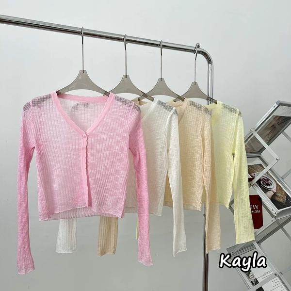 預購🌟免運🌟 波浪花邊V領透膚排釦外套上衣 A1186 #Kayla.girl #少女愷拉-細節圖2