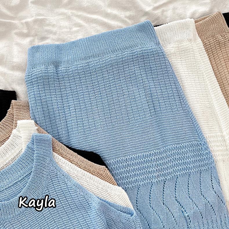 預購🌟免運🌟削肩背心上衣+高腰針織裙2件組套裝 A1163 #Kayla.girl #少女愷拉-細節圖4