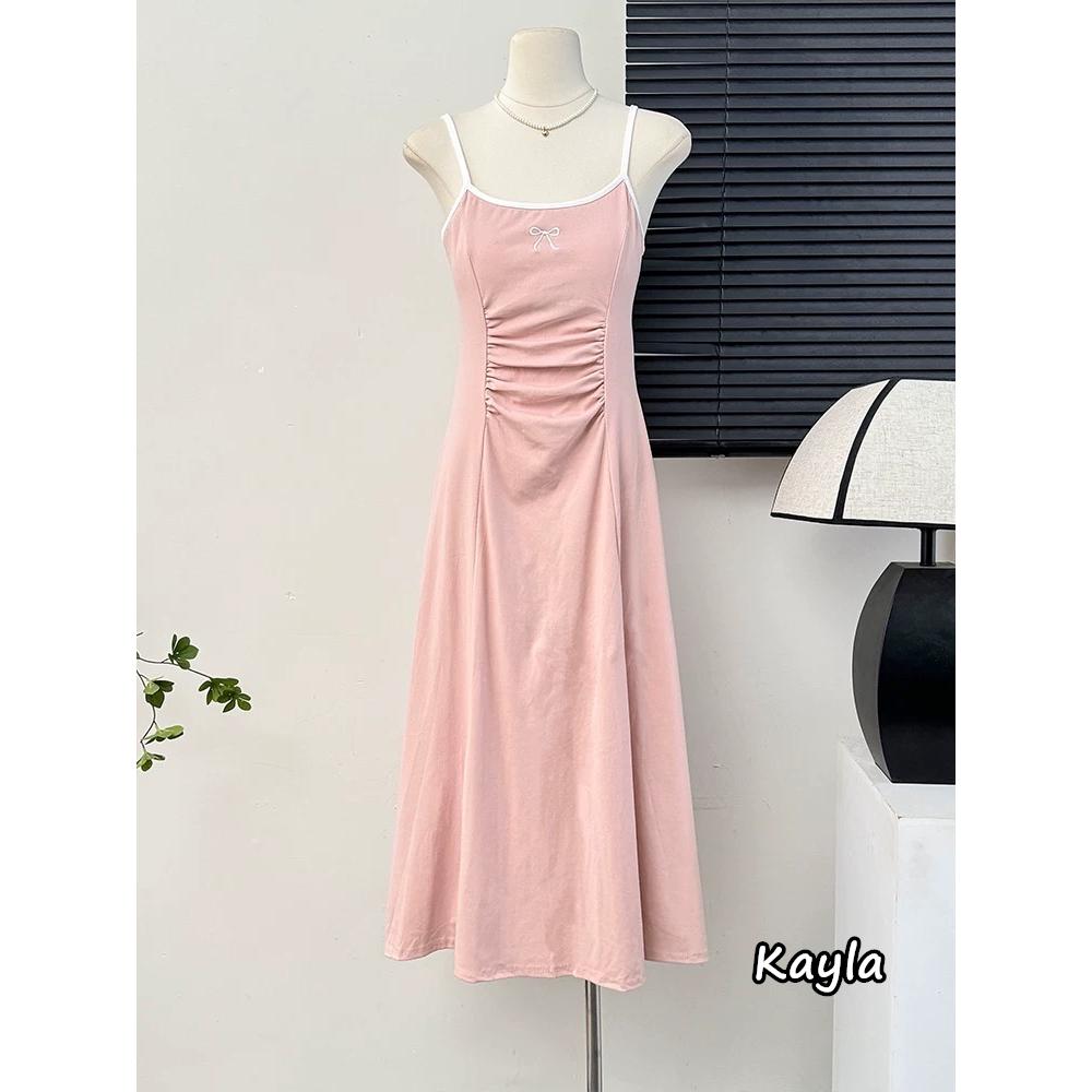 預購🌟免運🌟 撞色滾邊蝴蝶結收腰顯瘦裙襬吊帶洋裝 A1211 #Kayla.girl #少女愷拉-細節圖2