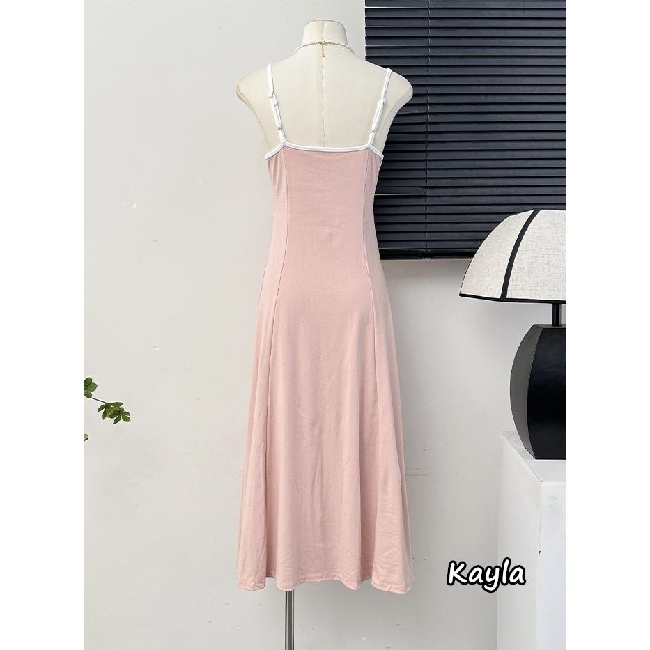 預購🌟免運🌟 撞色滾邊蝴蝶結收腰顯瘦裙襬吊帶洋裝 A1211 #Kayla.girl #少女愷拉-細節圖4